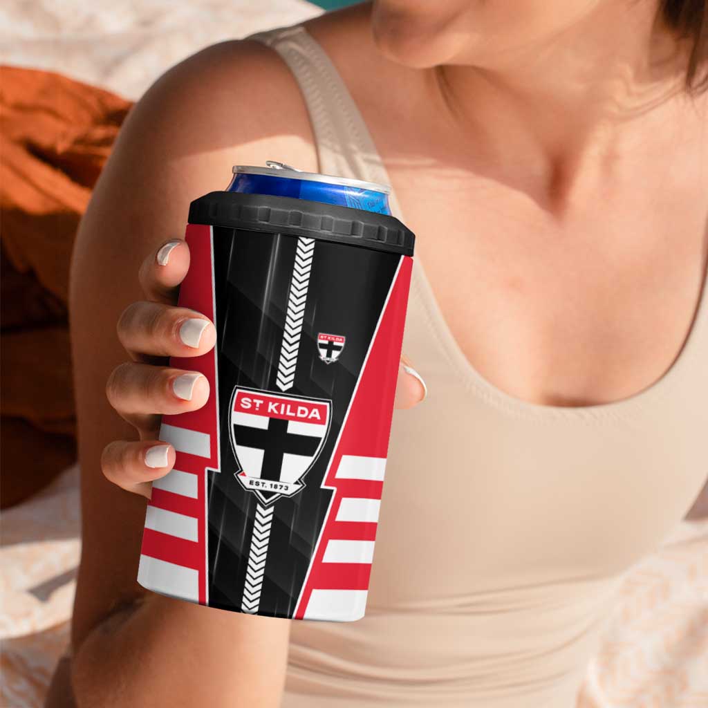 Personalized St Kilda Saints 4 in 1 Can Cooler Tumbler Modern Geometric Sports Graphic Style