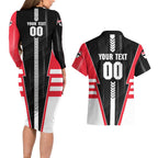Personalized St Kilda Saints Couples Matching Long Sleeve Bodycon Dress and Hawaiian Shirt Modern Geometric Sports Graphic Style