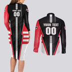 Personalized St Kilda Saints Couples Matching Long Sleeve Bodycon Dress and Long Sleeve Button Shirt Modern Geometric Sports Graphic Style