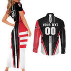 Personalized St Kilda Saints Couples Matching Short Sleeve Bodycon Dress and Long Sleeve Button Shirt Modern Geometric Sports Graphic Style