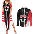 Personalized St Kilda Saints Couples Matching Summer Maxi Dress and Long Sleeve Button Shirt Modern Geometric Sports Graphic Style