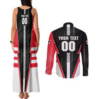 Personalized St Kilda Saints Couples Matching Tank Maxi Dress and Long Sleeve Button Shirt Modern Geometric Sports Graphic Style