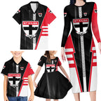 Personalized St Kilda Saints Family Matching Long Sleeve Bodycon Dress and Hawaiian Shirt Modern Geometric Sports Graphic Style