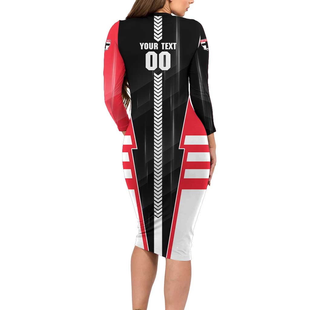 Personalized St Kilda Saints Family Matching Long Sleeve Bodycon Dress and Hawaiian Shirt Modern Geometric Sports Graphic Style