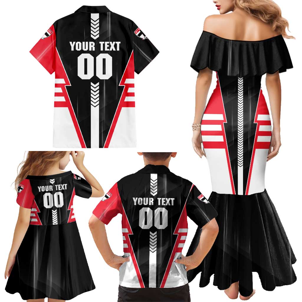 Personalized St Kilda Saints Family Matching Mermaid Dress and Hawaiian Shirt Modern Geometric Sports Graphic Style