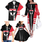 Personalized St Kilda Saints Family Matching Off The Shoulder Long Sleeve Dress and Hawaiian Shirt Modern Geometric Sports Graphic Style