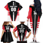 Personalized St Kilda Saints Family Matching Off The Shoulder Long Sleeve Dress and Hawaiian Shirt Modern Geometric Sports Graphic Style