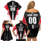 Personalized St Kilda Saints Family Matching Off Shoulder Short Dress and Hawaiian Shirt Modern Geometric Sports Graphic Style