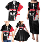 Personalized St Kilda Saints Family Matching Puletasi and Hawaiian Shirt Modern Geometric Sports Graphic Style