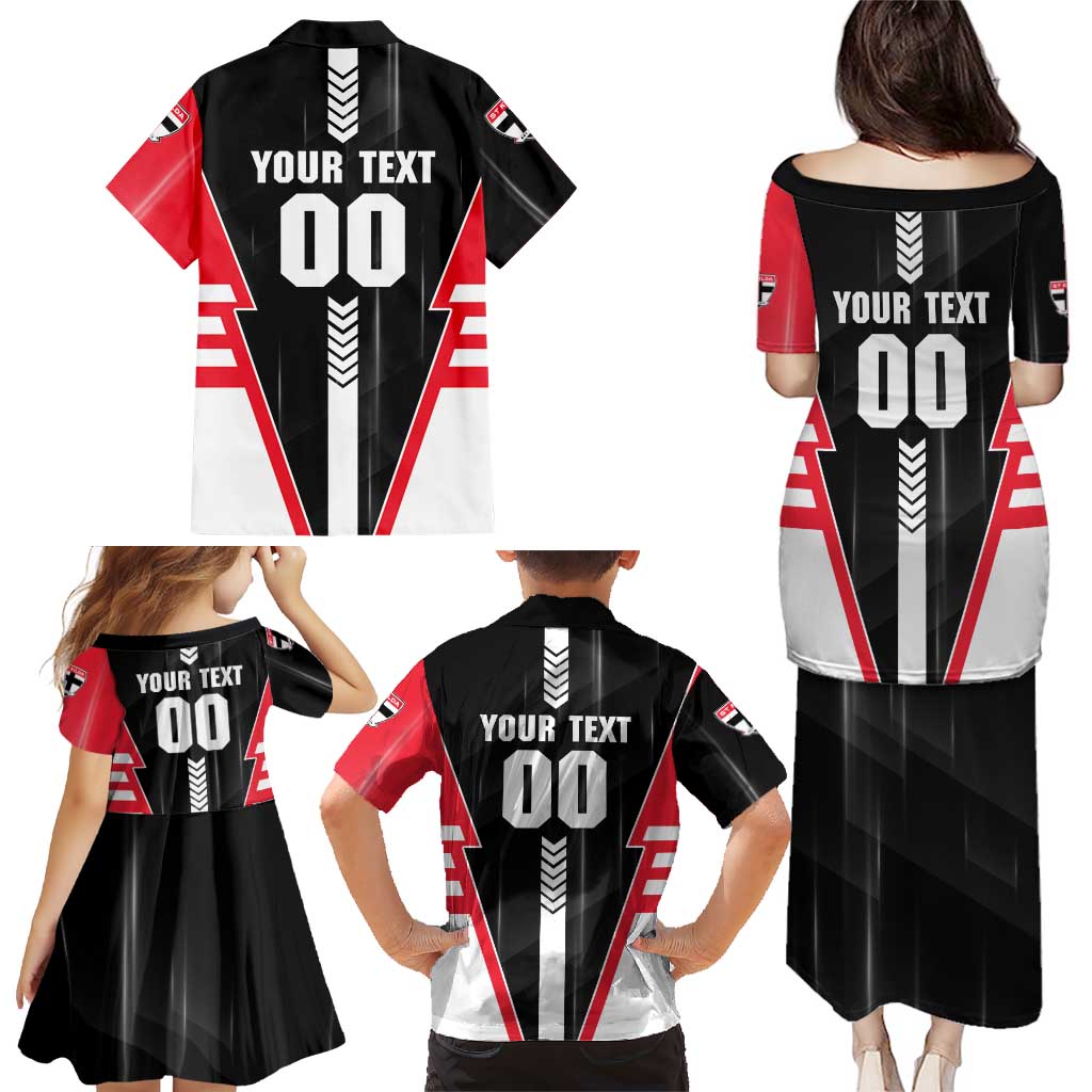 Personalized St Kilda Saints Family Matching Puletasi and Hawaiian Shirt Modern Geometric Sports Graphic Style