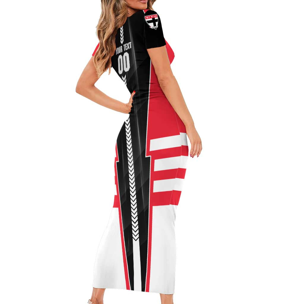 Personalized St Kilda Saints Family Matching Short Sleeve Bodycon Dress and Hawaiian Shirt Modern Geometric Sports Graphic Style