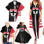 Personalized St Kilda Saints Family Matching Summer Maxi Dress and Hawaiian Shirt Modern Geometric Sports Graphic Style