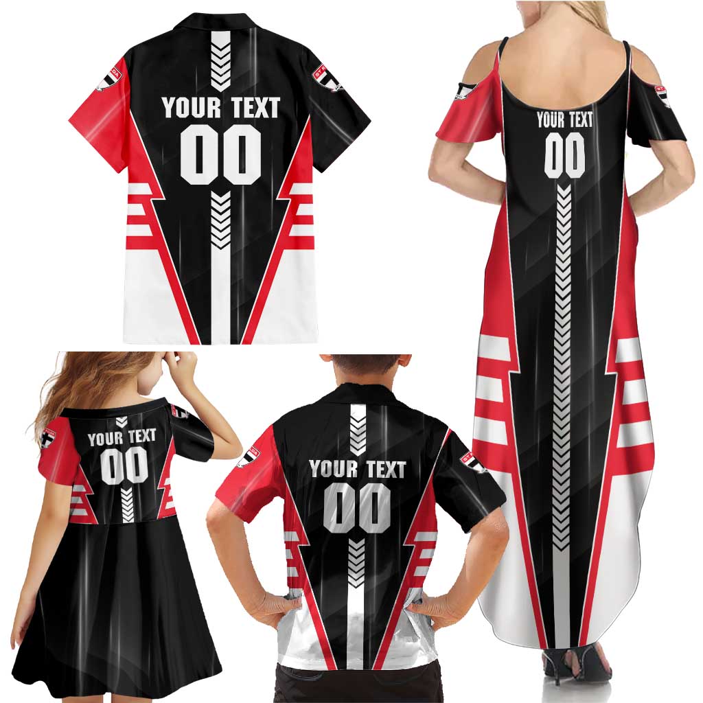 Personalized St Kilda Saints Family Matching Summer Maxi Dress and Hawaiian Shirt Modern Geometric Sports Graphic Style