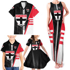 Personalized St Kilda Saints Family Matching Tank Maxi Dress and Hawaiian Shirt Modern Geometric Sports Graphic Style