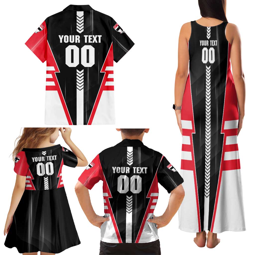 Personalized St Kilda Saints Family Matching Tank Maxi Dress and Hawaiian Shirt Modern Geometric Sports Graphic Style