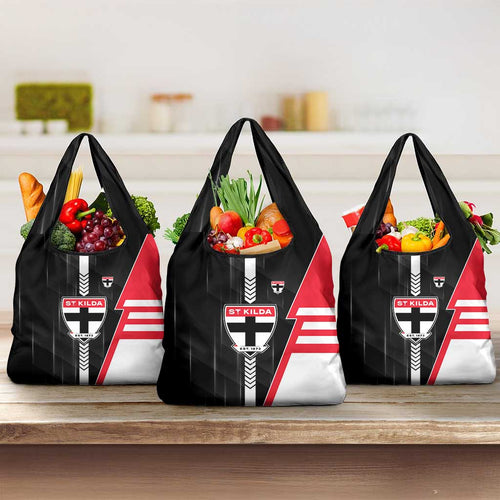 St Kilda Saints Grocery Bag Modern Geometric Sports Graphic Style