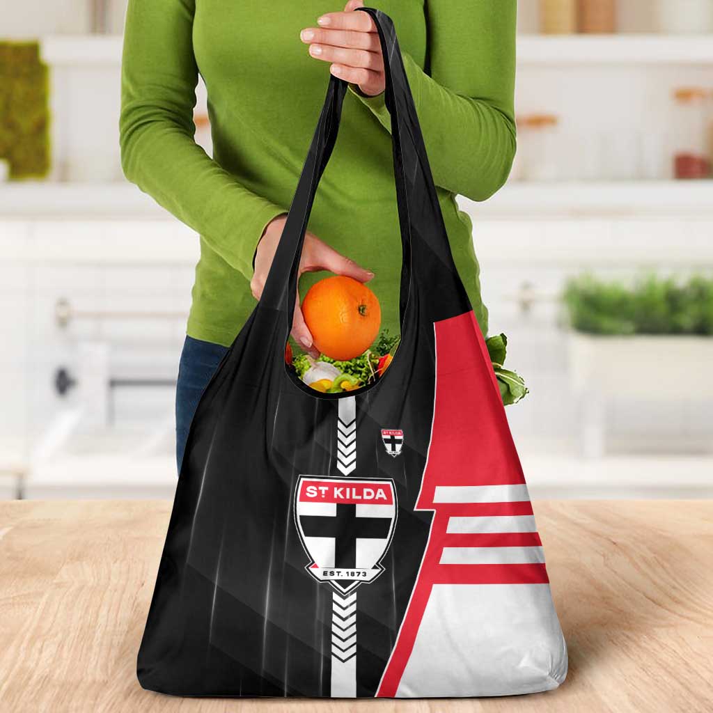 St Kilda Saints Grocery Bag Modern Geometric Sports Graphic Style