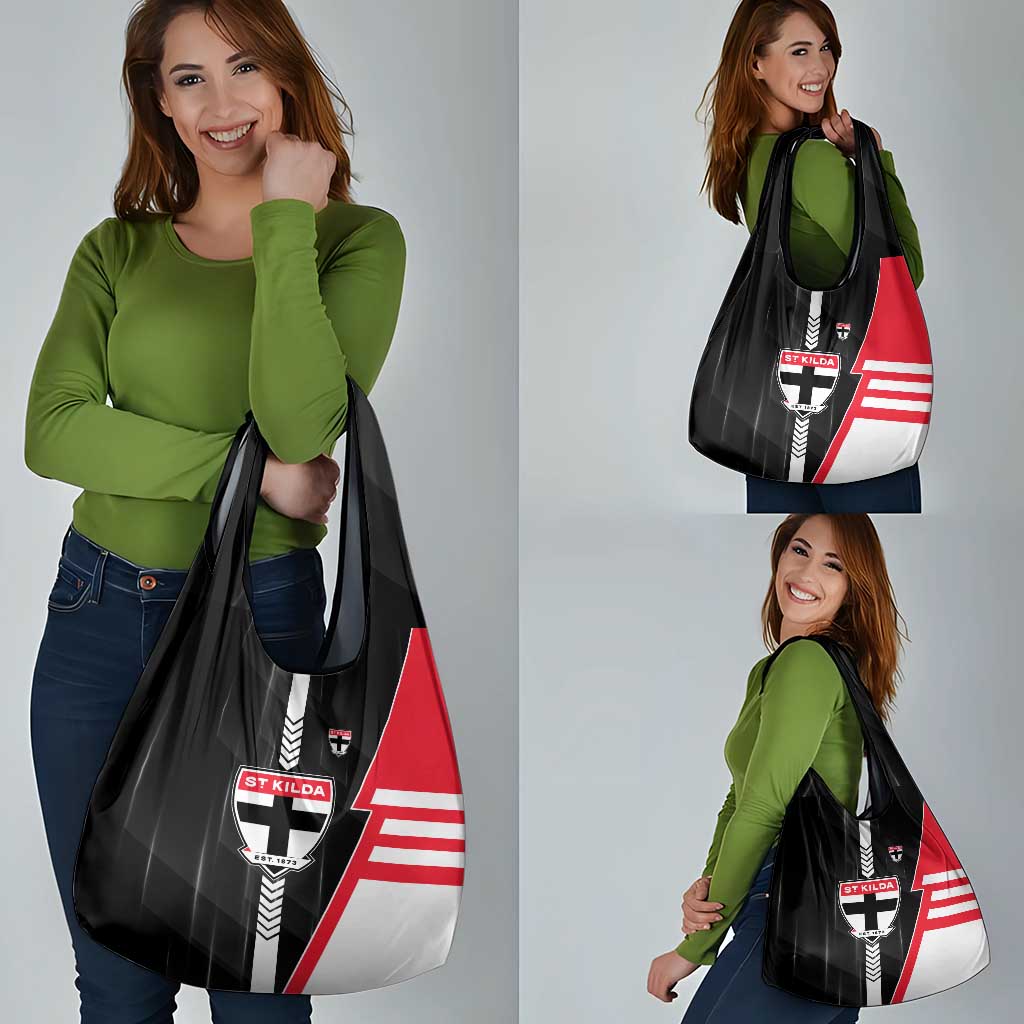 St Kilda Saints Grocery Bag Modern Geometric Sports Graphic Style