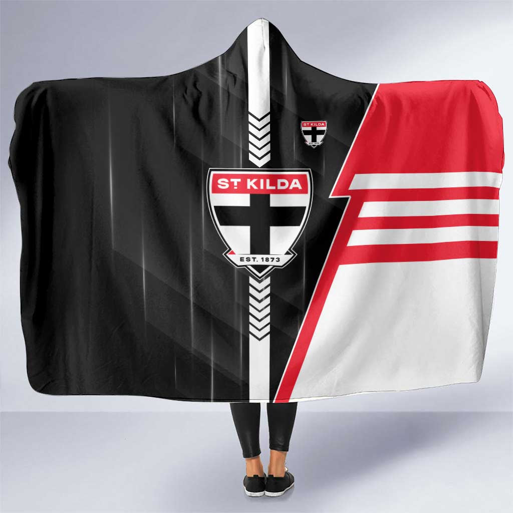 St Kilda Saints Hooded Blanket Modern Geometric Sports Graphic Style