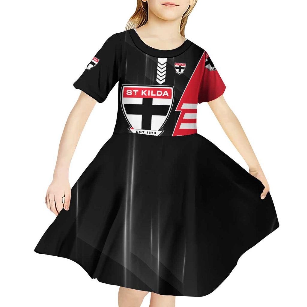 Personalized St Kilda Saints Kid Short Sleeve Dress Modern Geometric Sports Graphic Style