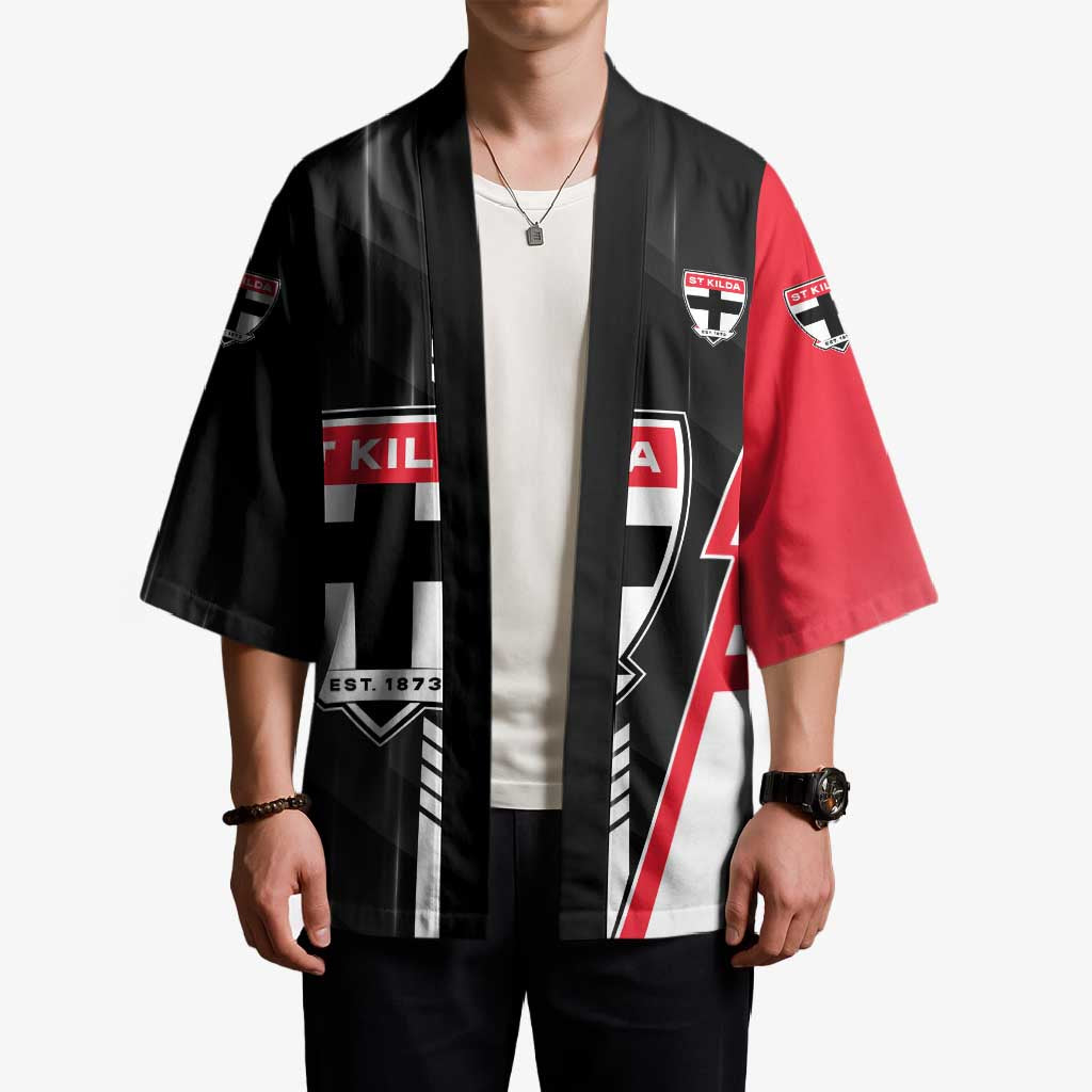 Personalized St Kilda Saints Kimono Modern Geometric Sports Graphic Style
