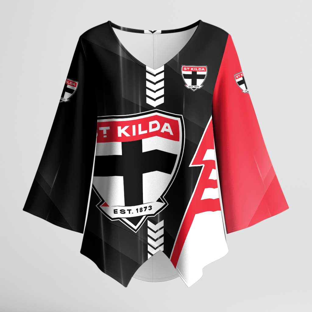 Personalized St Kilda Saints Kimono Sleeve Blouse Modern Geometric Sports Graphic Style