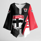 Personalized St Kilda Saints Kimono Sleeve Blouse Modern Geometric Sports Graphic Style