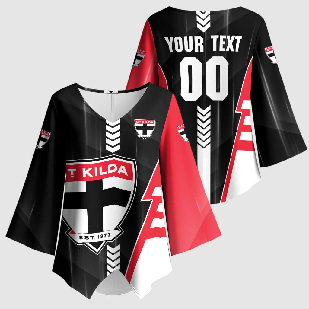 Personalized St Kilda Saints Kimono Sleeve Blouse Modern Geometric Sports Graphic Style