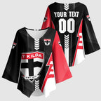 Personalized St Kilda Saints Kimono Sleeve Blouse Modern Geometric Sports Graphic Style