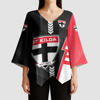 Personalized St Kilda Saints Kimono Sleeve Blouse Modern Geometric Sports Graphic Style