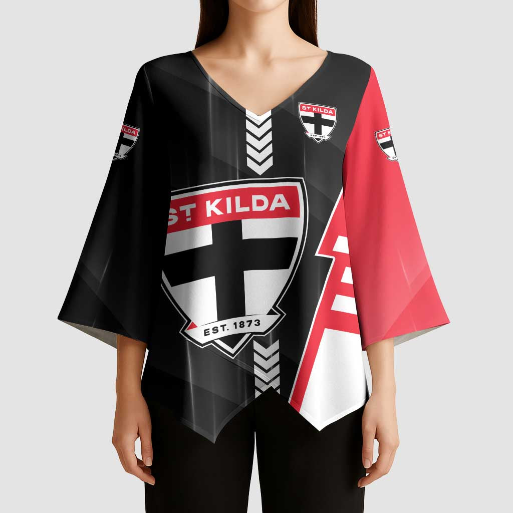 Personalized St Kilda Saints Kimono Sleeve Blouse Modern Geometric Sports Graphic Style