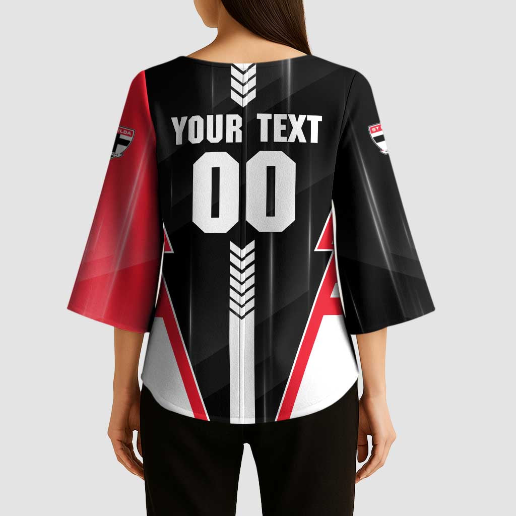 Personalized St Kilda Saints Kimono Sleeve Blouse Modern Geometric Sports Graphic Style