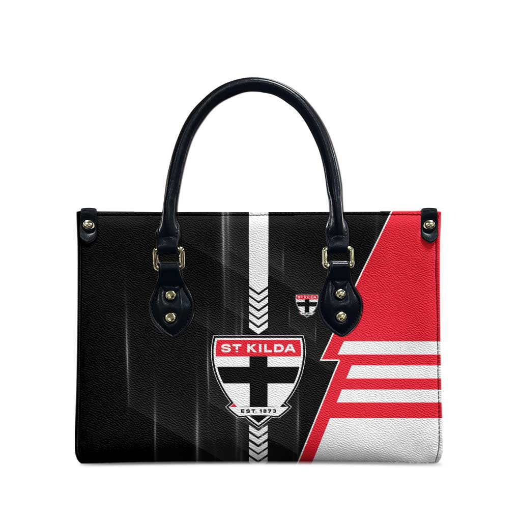 St Kilda Saints Leather Bag Modern Geometric Sports Graphic Style