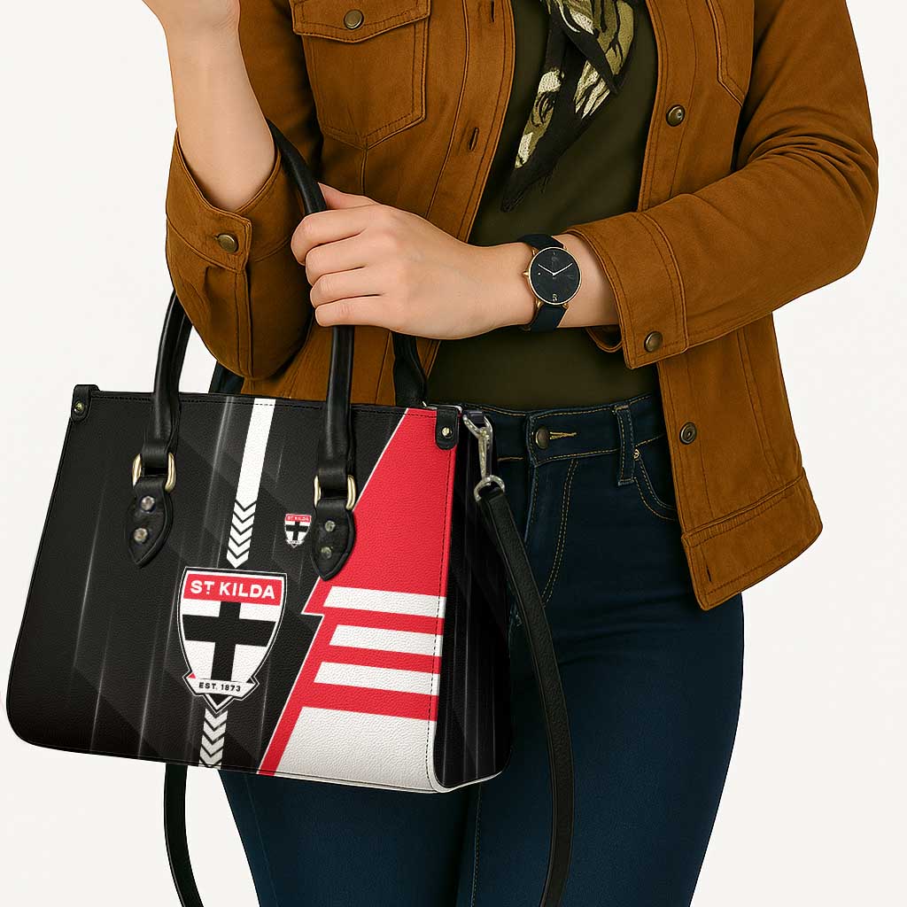 St Kilda Saints Leather Bag Modern Geometric Sports Graphic Style