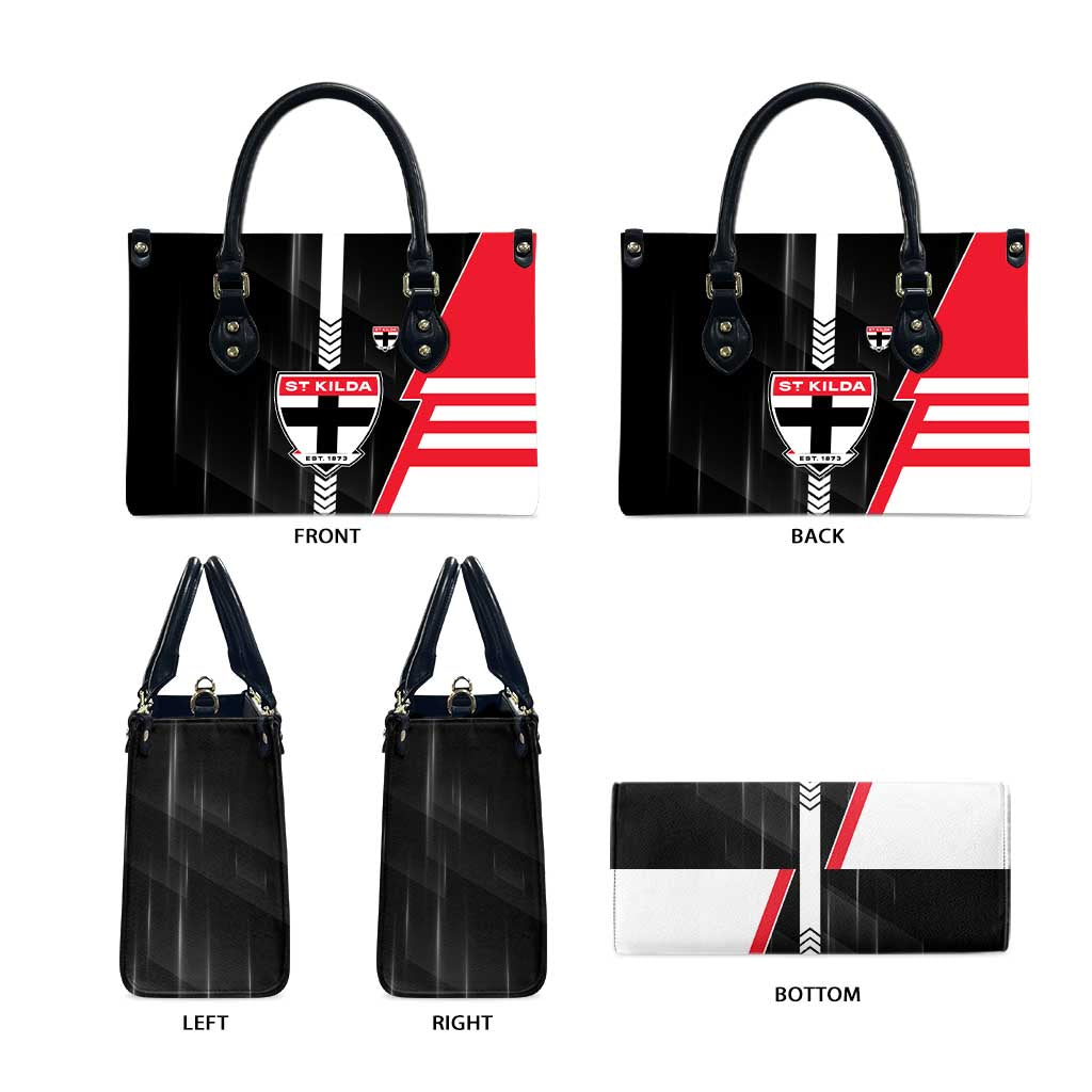 St Kilda Saints Leather Bag Modern Geometric Sports Graphic Style
