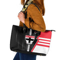 St Kilda Saints Leather Tote Bag Modern Geometric Sports Graphic Style