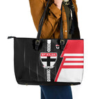 St Kilda Saints Leather Tote Bag Modern Geometric Sports Graphic Style