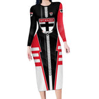 Personalized St Kilda Saints Long Sleeve Bodycon Dress Modern Geometric Sports Graphic Style