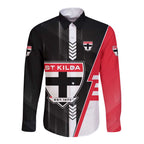 Personalized St Kilda Saints Long Sleeve Button Shirt Modern Geometric Sports Graphic Style