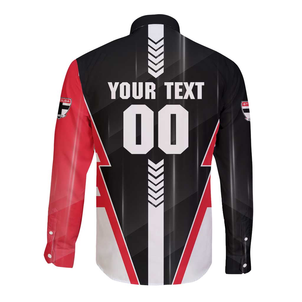 Personalized St Kilda Saints Long Sleeve Button Shirt Modern Geometric Sports Graphic Style