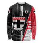 Personalized St Kilda Saints Long Sleeve Shirt Modern Geometric Sports Graphic Style