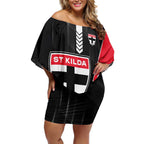 Personalized St Kilda Saints Off Shoulder Short Dress Modern Geometric Sports Graphic Style