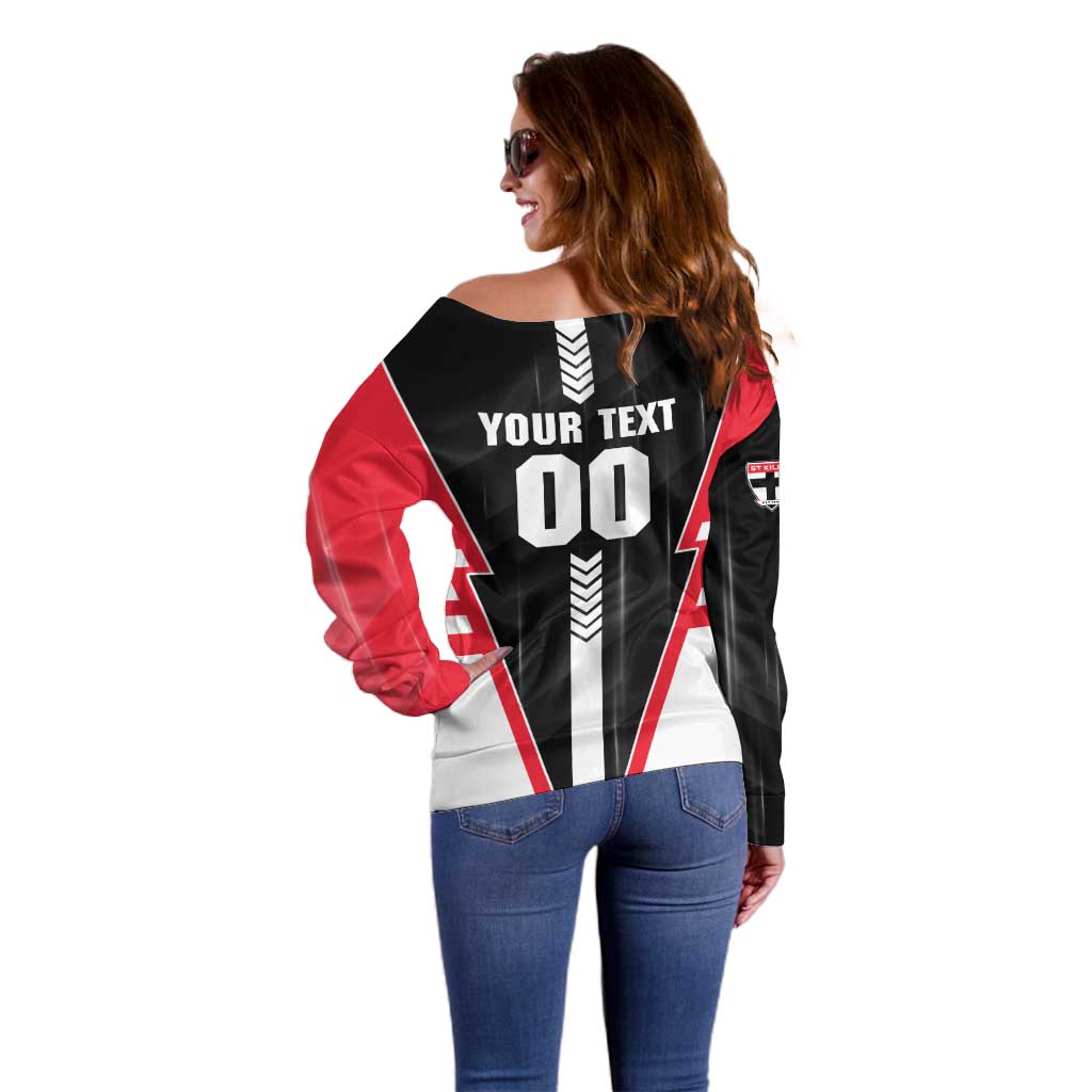 Personalized St Kilda Saints Off Shoulder Sweater Modern Geometric Sports Graphic Style