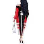 Personalized St Kilda Saints Off The Shoulder Long Sleeve Dress Modern Geometric Sports Graphic Style