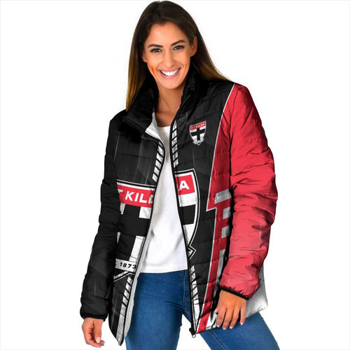 Personalized St Kilda Saints Padded Jacket Modern Geometric Sports Graphic Style