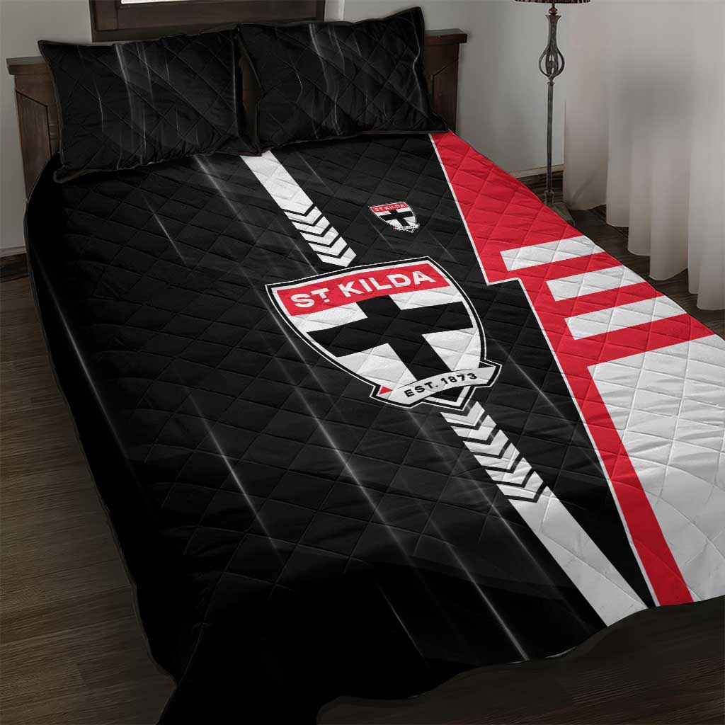 St Kilda Saints Quilt Bed Set Modern Geometric Sports Graphic Style