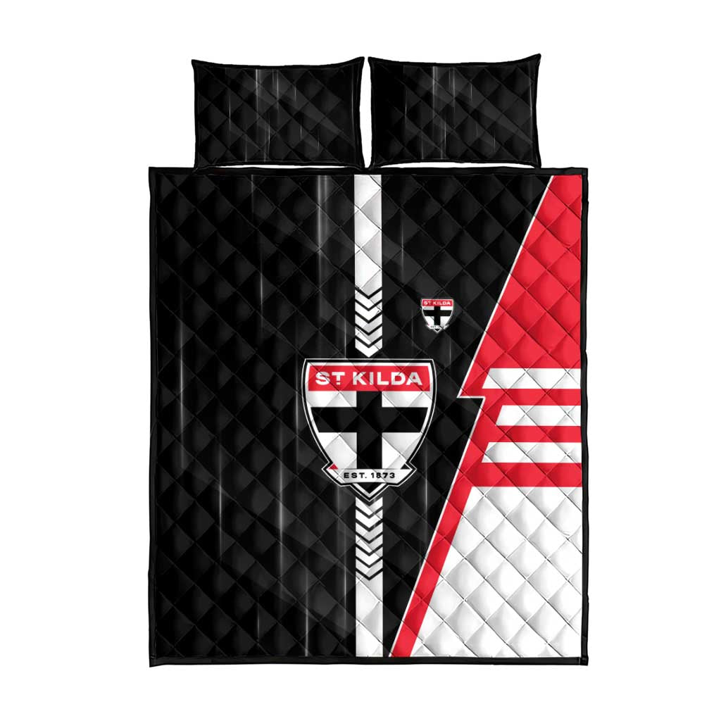 St Kilda Saints Quilt Bed Set Modern Geometric Sports Graphic Style