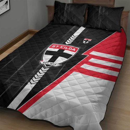St Kilda Saints Quilt Bed Set Modern Geometric Sports Graphic Style