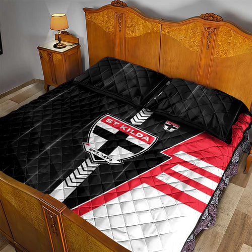 St Kilda Saints Quilt Bed Set Modern Geometric Sports Graphic Style