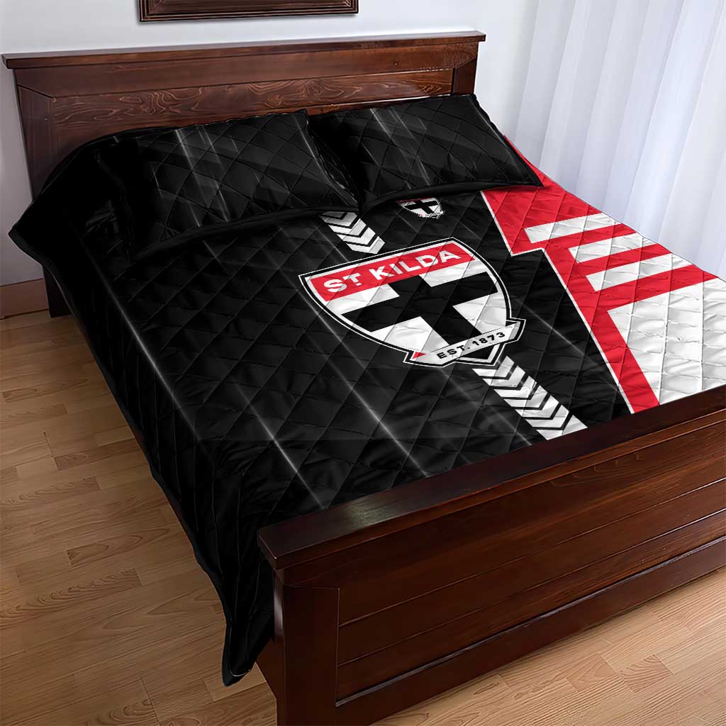 St Kilda Saints Quilt Bed Set Modern Geometric Sports Graphic Style